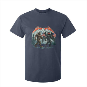 Patriotic Bigfoot And Mothman T Shirt For Kid Funny Cryptid Lover Gift TS12 Navy Print Your Wear