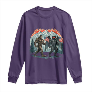 Patriotic Bigfoot And Mothman Long Sleeve Shirt Funny Cryptid Lover Gift TS12 Purple Print Your Wear