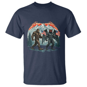 Patriotic Bigfoot And Mothman T Shirt Funny Cryptid Lover Gift TS12 Navy Print Your Wear