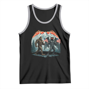 Patriotic Bigfoot And Mothman Tank Top Funny Cryptid Lover Gift TS12 Black Athletic Heather Print Your Wear
