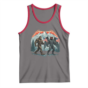 Patriotic Bigfoot And Mothman Tank Top Funny Cryptid Lover Gift TS12 Deep Heather Red Print Your Wear