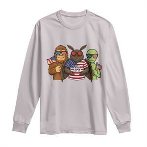 Funny Bigfoot Mothman Alien Long Sleeve Shirt USA 250th Anniversary TS12 Ice Gray Print Your Wear