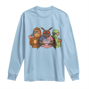 Funny Bigfoot Mothman Alien Long Sleeve Shirt USA 250th Anniversary TS12 Light Blue Print Your Wear