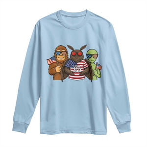Funny Bigfoot Mothman Alien Long Sleeve Shirt USA 250th Anniversary TS12 Light Blue Print Your Wear
