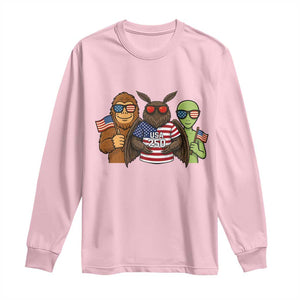 Funny Bigfoot Mothman Alien Long Sleeve Shirt USA 250th Anniversary TS12 Light Pink Print Your Wear
