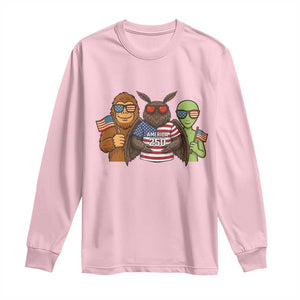 Funny Bigfoot Mothman Alien Long Sleeve Shirt USA 250th Anniversary TS12 Light Pink Print Your Wear