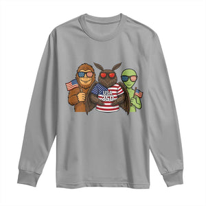 Funny Bigfoot Mothman Alien Long Sleeve Shirt USA 250th Anniversary TS12 Sport Gray Print Your Wear