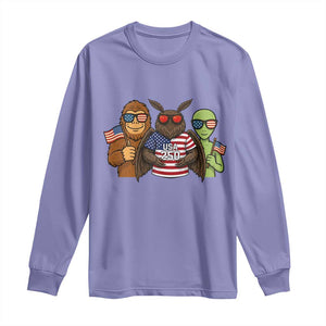 Funny Bigfoot Mothman Alien Long Sleeve Shirt USA 250th Anniversary TS12 Violet Print Your Wear