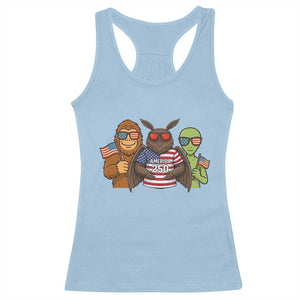 Funny Bigfoot Mothman Alien Racerback Tank Top USA 250th Anniversary TS12 Light Blue Print Your Wear