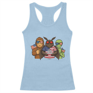 Funny Bigfoot Mothman Alien Racerback Tank Top USA 250th Anniversary TS12 Light Blue Print Your Wear