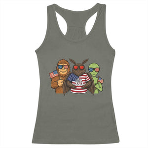 Funny Bigfoot Mothman Alien Racerback Tank Top USA 250th Anniversary TS12 Military Green Print Your Wear