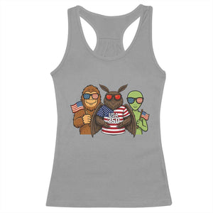 Funny Bigfoot Mothman Alien Racerback Tank Top USA 250th Anniversary TS12 Sport Gray Print Your Wear