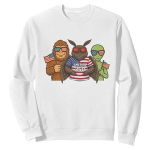 Funny Bigfoot Mothman Alien Sweatshirt USA 250th Anniversary TS12 White Print Your Wear
