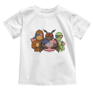 Funny Bigfoot Mothman Alien Toddler T Shirt USA 250th Anniversary TS12 White Print Your Wear