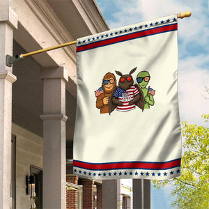 Funny Bigfoot Mothman Alien Patriotic Garden Flag USA 250th Anniversary