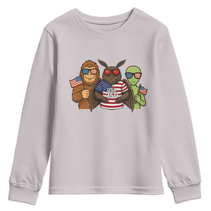 Funny Bigfoot Mothman Alien Youth Sweatshirt USA 250th Anniversary TS12 Ice Gray Print Your Wear