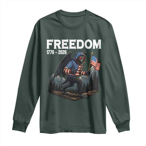 Patriotic Mothman Lover Long Sleeve Shirt Funny USA 250 Anniversary Gift TS12 Dark Forest Green Print Your Wear