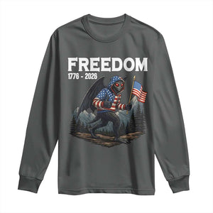 Patriotic Mothman Lover Long Sleeve Shirt Funny USA 250 Anniversary Gift TS12 Dark Heather Print Your Wear