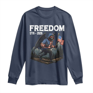Patriotic Mothman Lover Long Sleeve Shirt Funny USA 250 Anniversary Gift TS12 Navy Print Your Wear