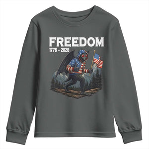 Patriotic Mothman Lover Youth Sweatshirt Funny USA 250 Anniversary Gift TS12 Dark Heather Print Your Wear
