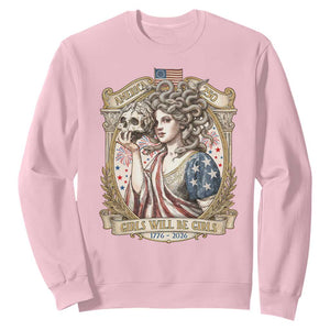 Feminist Medusa Girls Will Be Girls Sweatshirt USA 250 Anniversary Gift TS12 Light Pink Print Your Wear