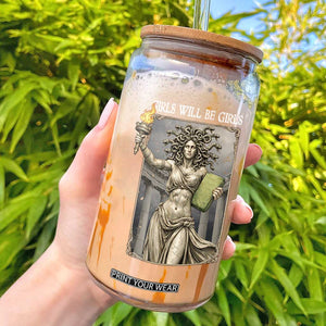 Funny Feminist Medusa Statue Of Liberty Glass Can Girls Will Be Girls TS12 Black Print Your Wear