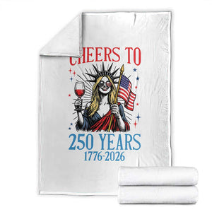 Funny Patriotic Statue Of Liberty Throw Blanket Cheers To 250 Years TS12 White Print Your Wear