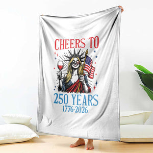 Funny Patriotic Statue Of Liberty Throw Blanket Cheers To 250 Years TS12 Print Your Wear