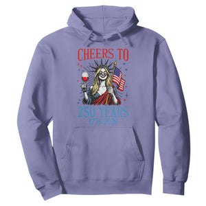 Funny Patriotic Statue Of Liberty Hoodie Cheers To 250 Years TS12 Violet Print Your Wear