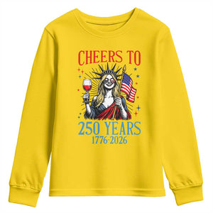Funny Patriotic Statue Of Liberty Youth Sweatshirt Cheers To 250 Years TS12 Daisy Print Your Wear