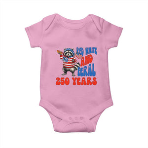 Funny Patriotic Raccoon Baby Onesie Red White And Feral 250 Years TS12 Light Pink Print Your Wear
