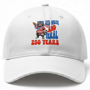 Funny Patriotic Raccoon Baseball Cap Red White And Feral 250 Years TS12 Print Your Wear