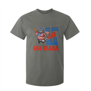 Funny Patriotic Raccoon T Shirt For Kid Red White And Feral 250 Years TS12 Military Green Print Your Wear