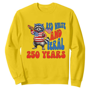Funny Patriotic Raccoon Sweatshirt Red White And Feral 250 Years TS12 Daisy Print Your Wear