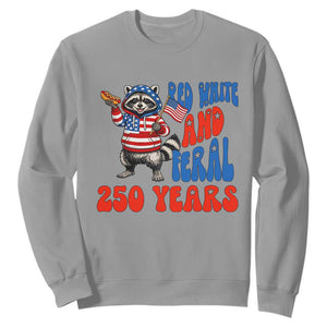 Funny Patriotic Raccoon Sweatshirt Red White And Feral 250 Years TS12 Sport Gray Print Your Wear