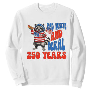 Funny Patriotic Raccoon Sweatshirt Red White And Feral 250 Years TS12 White Print Your Wear