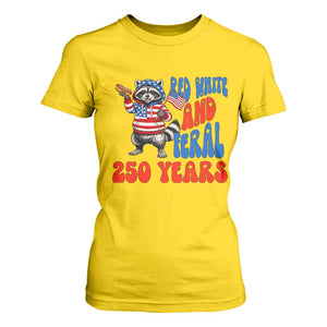 Funny Patriotic Raccoon T Shirt For Women Red White And Feral 250 Years TS12 Daisy Print Your Wear