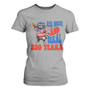 Funny Patriotic Raccoon T Shirt For Women Red White And Feral 250 Years TS12 Sport Gray Print Your Wear