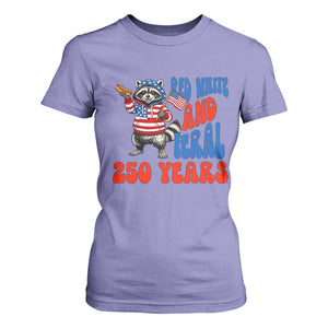 Funny Patriotic Raccoon T Shirt For Women Red White And Feral 250 Years TS12 Violet Print Your Wear
