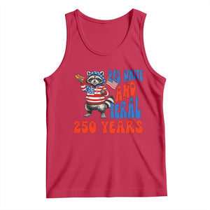 Funny Patriotic Raccoon Tank Top Red White And Feral 250 Years TS12 Red Print Your Wear