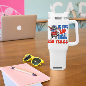 Funny Patriotic Raccoon Tumbler With Handle Red White And Feral 250 Years TS12 Print Your Wear
