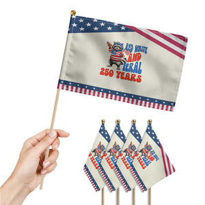 Funny Patriotic Raccoon Patriotic Handheld Flag Red White And Feral 250 Years TS12 Print Your Wear