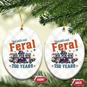 Funny Raccoon Red White And Feral USA 250 Anniversary Ceramic Ornament TS12 Print Your Wear