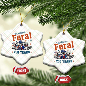 Funny Raccoon Red White And Feral USA 250 Anniversary Ceramic Ornament TS12 Print Your Wear