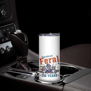 Funny Raccoon Red White And Feral America 250 Skinny Tumbler TS12 Print Your Wear