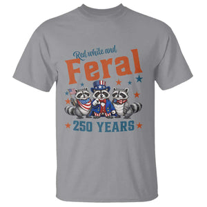 Funny Raccoon Red White And Feral USA 250 Anniversary T Shirt TS12 Sport Gray Print Your Wear