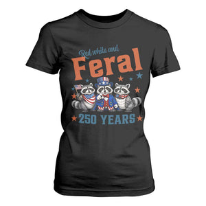 Funny Raccoon Red White And Feral America 250 T Shirt For Women TS12 Black Print Your Wear