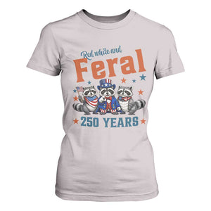 Funny Raccoon Red White And Feral America 250 T Shirt For Women TS12 Ice Gray Print Your Wear