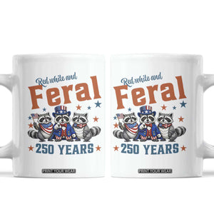 Funny Raccoon Red White And Feral America 250 Coffee Mug TS12 White Print Your Wear