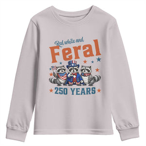 Funny Raccoon Red White And Feral USA 250 Anniversary Youth Sweatshirt TS12 Ice Gray Print Your Wear